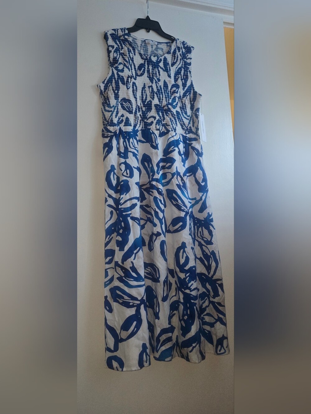 Calvin Klein White and Blue Floral Strapless Maxi Cover-Up Size 12